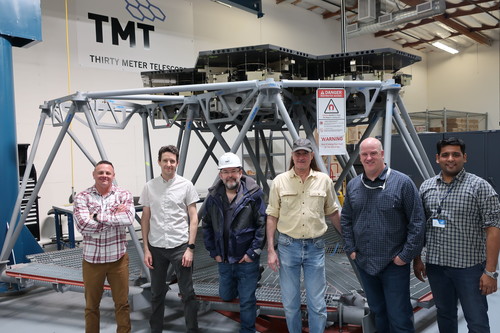 TMT engineers involved in the installation of the primary mirror segment assembly prototypes into the TMT Multi-Segment Integration & Test (MSIT) facility.