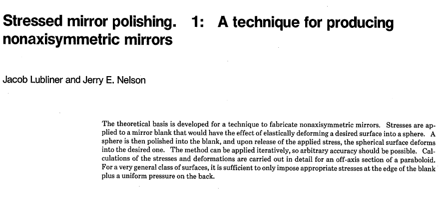 Stressed Mirror Polishing process