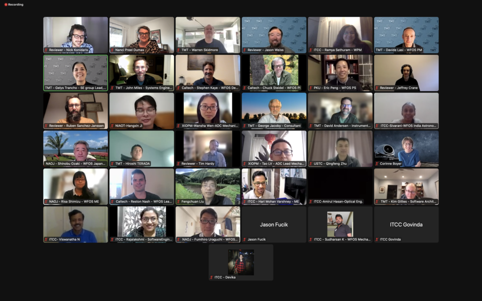 Screenshot of the participants in the TMT WFOS Instrument Conceptual Design Review 